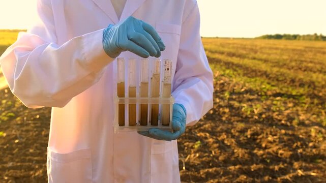 Field soil samples for analysis. Selective focus.