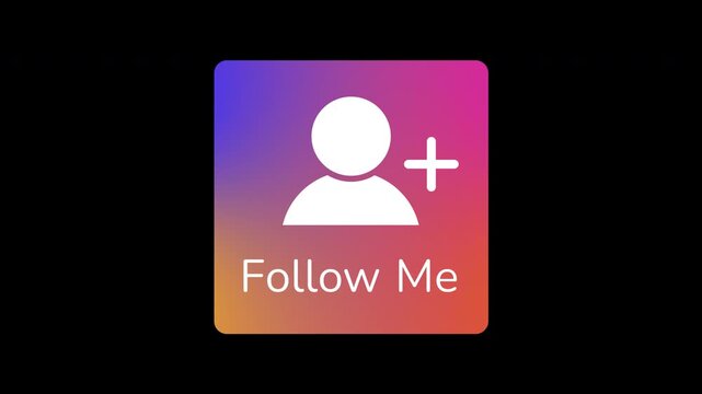 SNSのカラフルな正方形のFollow Meボタン,アイコン,グラデーション,フォロー,+,誘導,クリック,アルファチャンネル,透過,Colorful square &ldquo;Follow Me&rdquo; button for social media, icon, gradient, follow, +, call-to-action, click, alpha channel, transparent