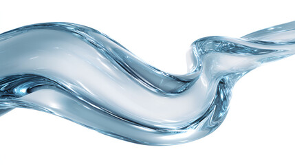 Naklejka premium Liquid glass white background wave ribbon. Fluid flow line curve shape - 3d illustration Stock Illustration