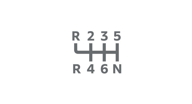 Gearshift Pattern Illustration on White Background, Showing Reverse and Neutral Positions