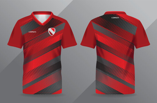 abstract dark red and black sport jersey for football and soccer shirt template