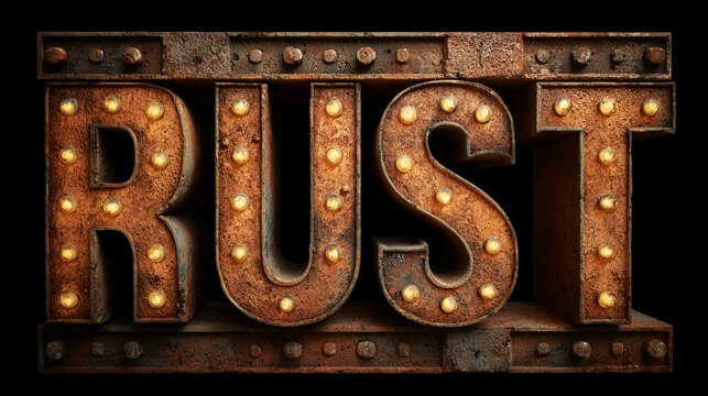 Rust industrial display font with tall condensed slab serif style for bold vintage machinery branding Stock Vector