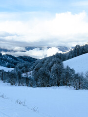 Fototapeta premium beautiful alpine landscape in winter with snow