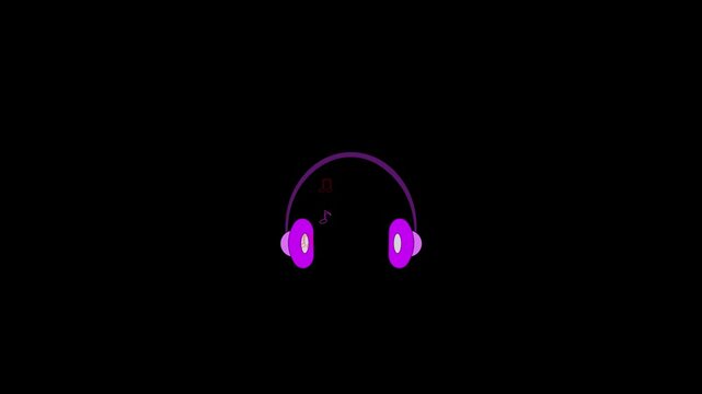 Colorful headphone icon animation. Illustration of a headphone icon on the Alpha channel. On a white screen background.