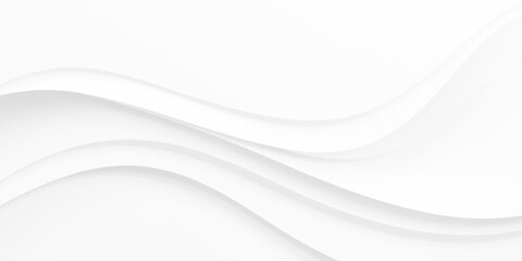 Obraz premium Abstract White Flowing Curves Background with Layered Paper Cut Waves, Soft Gradient Texture and Smooth Minimal 3D Depth with Elegant Shadows for Modern Wallpaper, Branding, and Presentation