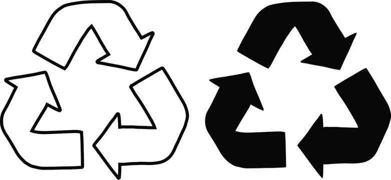 Recycling Symbol Arrow Icons on White Background