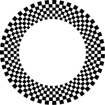 Circular Checkered Pattern Frame on White Background
