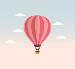 Fototapeta premium Hot air balloon with clouds Vector illustration in flat design style