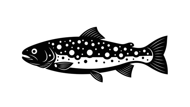 Stylized Black and White Speckled Trout Illustration