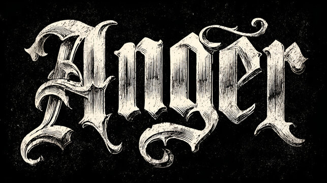 Youth Anger gothic blackletter font with decorative vintage alphabet for tattoo apparel and metal music branding Stock Vector