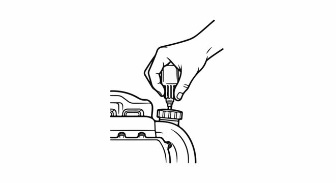 Hand tightening a cap on a car engine part