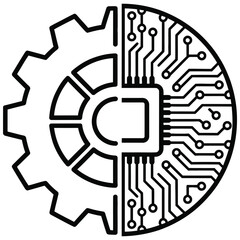 Obraz premium Hybrid gear and circuit board icon representing smart technology with technology