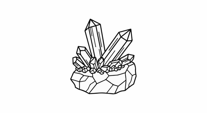 Cluster of faceted, angular crystals emerging from a geode base
