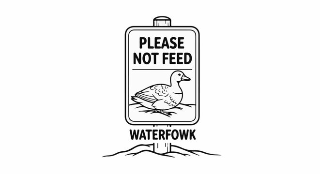 Graphic of a sign instructing not to feed waterfowl