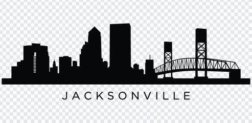 Black silhouette of jacksonville city skyline with bridge © MdshakiburRahman