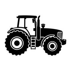 Obraz premium Black silhouette of a farm tractor on a white background
