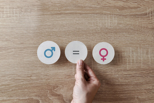 Gender Equality Concept with Male and Female Symbols Equal Sign