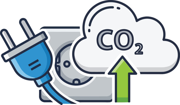 Carbon Dioxide Emissions Icon With Plug And Cloud