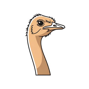 Ostrich Bird Cartoon Illustration Head.