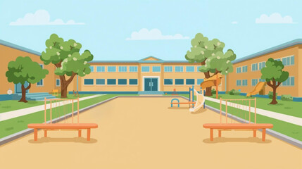 vector illustration school yard atmosphere © Pemuda