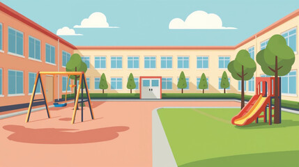 vector illustration school yard atmosphere © Pemuda