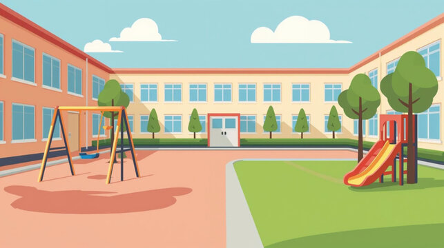vector illustration school yard atmosphere