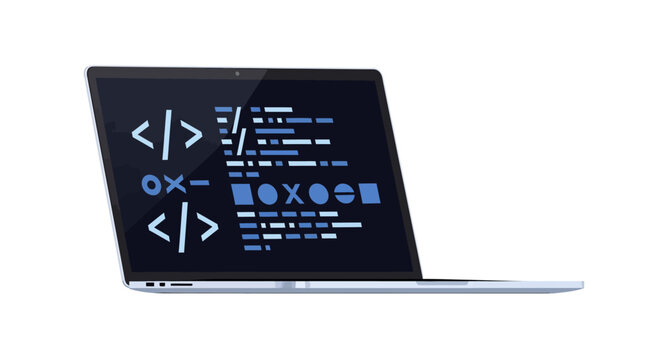 Illustration of a Laptop Displaying Coding, Suitable for Programming Concepts