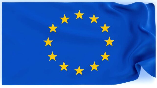 European Union Flag Displayed With Golden Stars On Blue Background