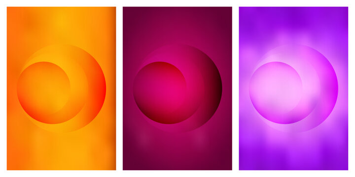 Creative digital triptych with overlapping gradient panels and wavy lines