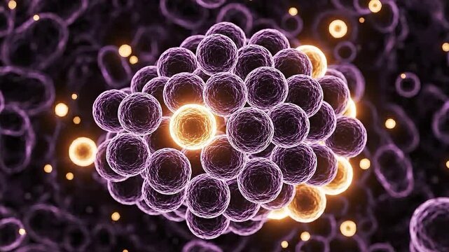 Microscopic 3D illustration of MRSA bacteria colony
