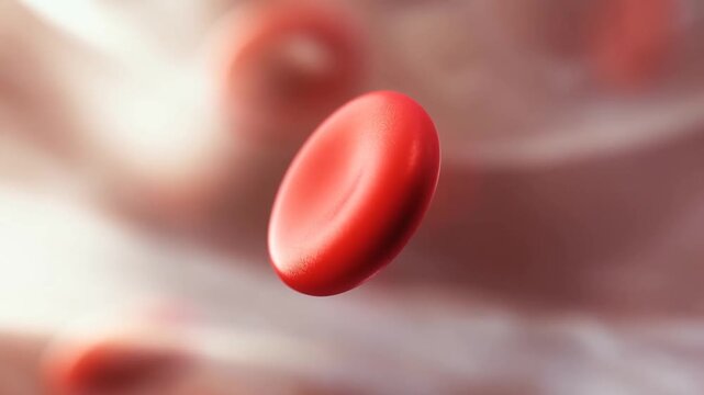 Dynamic Visualization of Erythrocytes: A Close-Up Exploration of Red Blood Cells in Motion within the Human Circulatory System, Highlighting Their Unique Structure and Functionality