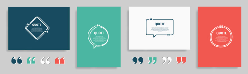 Modern minimalist quote frame collection with clean typography placeholders. Creative speech bubble and geometric border designs in flat style. Versatile layout for social media posts, inspirational p © There