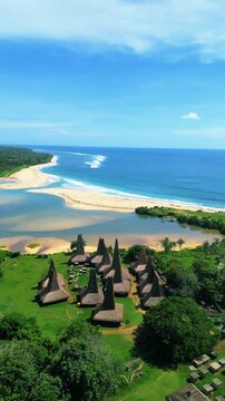 Ratenggaro Village Traditional Houses with High Thatched Roofs on Sumba Coastal Cliff