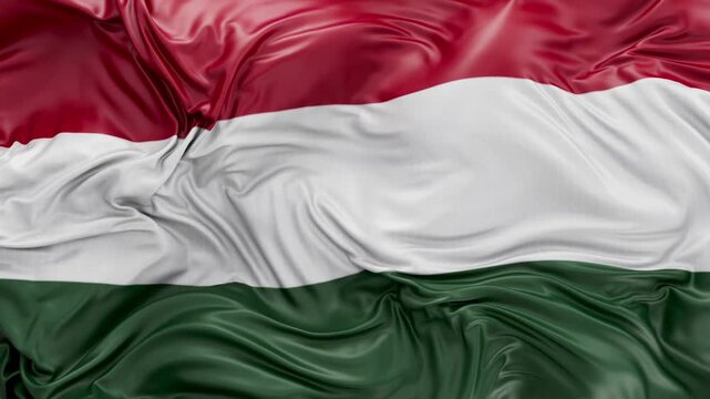 Hungary flag waving Seamless three color flag 3d animation slow motion Looping