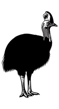 Cassowary bird standing alone profile view.