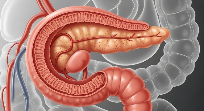 Human Large Intestine Anatomy Illustration.