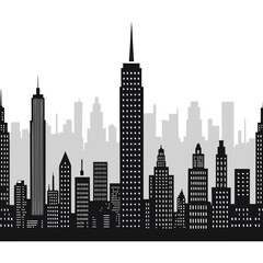 Obraz premium modular seamless city skyline silhouette repeatable skyscraper strip