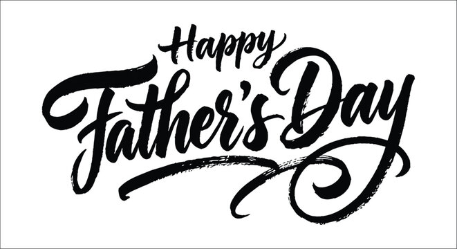 Happy father s day calligraphy black ink lettering on white background