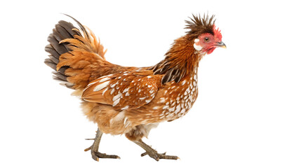 Fototapeta premium Brown Chicken Standing on White Background.