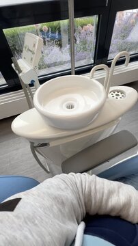 June 14th, 2024. Regensburg, Germany. Patient perspective in modern dental clinic with equipment and treatment chair