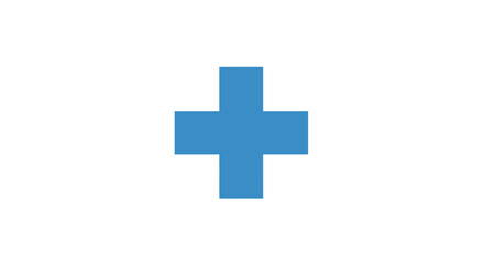 Fototapeta premium A solitary blue cross symbol isolated against a plain white background simple design