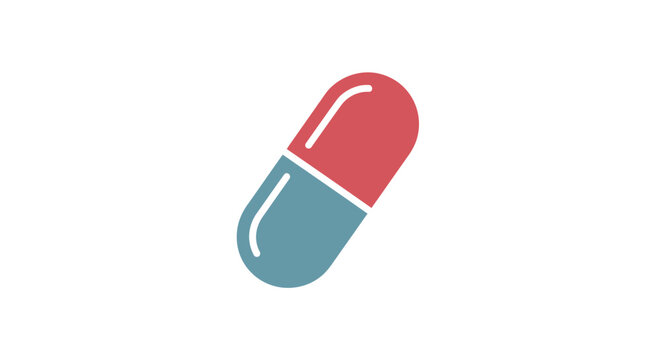 A graphic illustration depicting a colorful medicine capsule isolated on a white backdrop