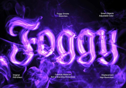 Foggy Text Effect &ndash; Glowing Typography for Logo, Poster & Branding (PSD)