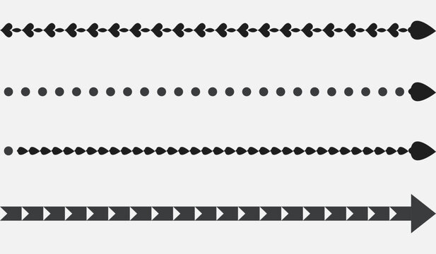  black arrow and dot line pointers on gray background