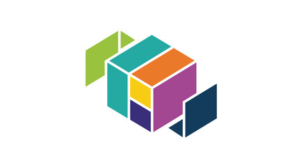 Obraz premium A colorful abstract geometric cube design isolated on a white background