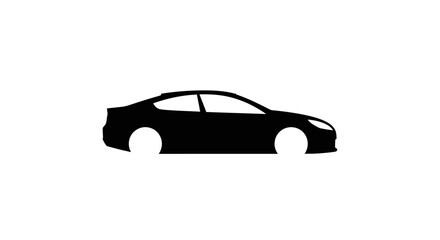 Fototapeta premium A simple black silhouette of a modern sedan car isolated on a white background