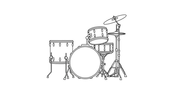 Professional Snare Drum and Floor Tom Vector Set Isolated on White