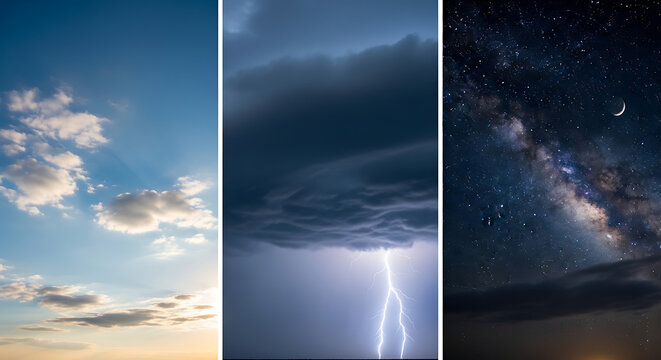 Celestial phenomena from the daytime sky to the stormy tempest and the galactic expanse