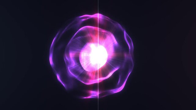 Bright pink energy orb with translucent outer waves and lens flare on a dark background