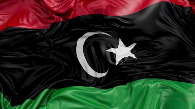 Libya flag waving Seamless flag 3d animation slow motion Looping